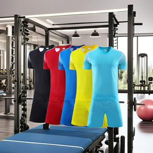 Wholesale Custom <b>Soccer</b> American Football Jerseys Breathable Quick Dry 100% Polyester V Neck Short Sleeve Team Uniform Set - Product Image 2