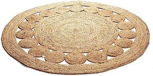 Alfombra de Yute 100% Natural, Decoración Casual para Sala de Estar en Tonos Naturales, Hecha a Mano en India para Uso en el Hogar o de Viaje - Product Image 5