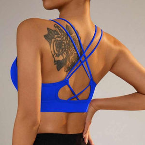 High Quality Breathable Ladies Gym Sport <b>Bra</b> Custom Logo Cross Back Yoga Crop Top High for Impact Backless Simple Style - Product Image 4