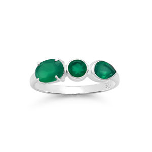 Nueva llegada 925 plata esterlina moda Natural ovalada pera verde ónix facetado anillo de piedras preciosas clásico fino fiesta de boda - Product Image 2