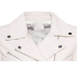 Chaqueta de Motocicleta de Piel de Oveja Genuina Hecha a Medida de Primera Calidad para Mujer, con Cremallera, Diseño Estampado Sólido, Resistente al Viento, Elegante, para Invierno - Product Image 2