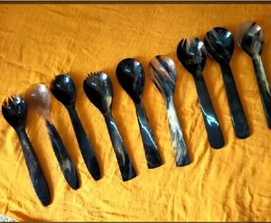Nuevo Modelo de Cuchara de Cuerno Ecológica, Apta para Lavavajillas, Utensilios para Ensaladas, Cocina, Hecho en India - Product Image 2