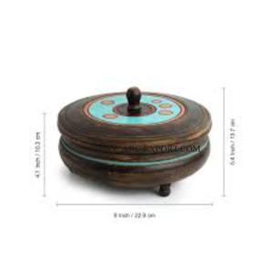 Boîte Chapati Roti antique en or de forme ronde de la plus grande qualité avec couvercle de travail en nacre Attractive New Look Kitchen Roti Box - Product Image 3