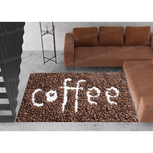 Coffee <b>Rugs</b> Brown <b>Rug</b> Coffee Lover Gift <b>Rug</b> Modern <b>Rugs</b>,<b>Chenille</b> <b>Rug</b> - Product Image 1