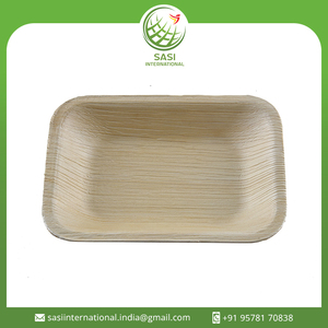 Assiette biodégradable écologique Vaisselle en feuille de palmier Assiettes jetables en forme de rectangle en feuille de palmier - Product Image 2