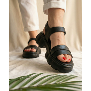 Sandales plates à plateforme épaisse et bout ouvert 714 BK, style sexy à lacets, pour l'été et l'extérieur, semelle intérieure légère en plastique, tige en dentelle - Product Image 1