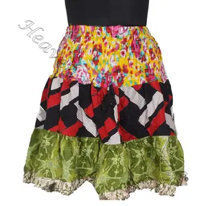 Boho Fashion Mini Skirt - Ladies Mini Skirt - Wholesale Patch Work Skirts boho stylish multi color patch cotton mini sexy