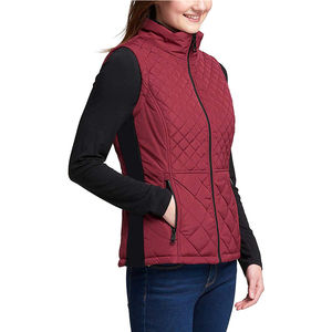 Crop Winter Canvas Zipper Puffer Vest Custom Outerwear Sleeveless <b>Padded</b> Quilted Warm <b>Coat</b> <b>Women</b> Puffer Vest - Product Image 2