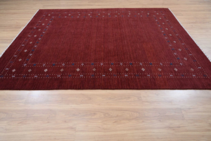 Alfombra Gabbeh de Lana Tejida a Mano, Color Granate Borgoña, Decoración Rústica, Alfombra Grande de Color Rojo Oscuro para el Hogar, Diseño Acogedor - Product Image 2