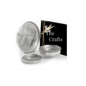 Ensemble de 3 plateaux de service en aluminium en vrac de haute qualité pour desserts et collations de forme ronde pour les meilleures ventes - Product Image 1