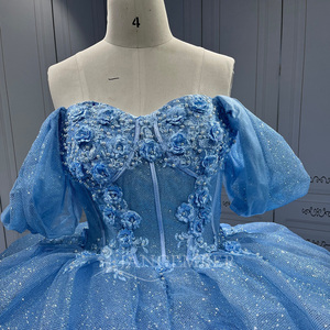 Jancember LSMU126 <span class=keywords><strong>Abito</strong></span> <span class=keywords><strong>da</strong></span> <span class=keywords><strong>Sposa</strong></span> di Lusso Blu in Tulle, Vestito <span class=keywords><strong>da</strong></span> Ballo con Glitter, <span class=keywords><strong>Abito</strong></span> Formale - Product Image 3