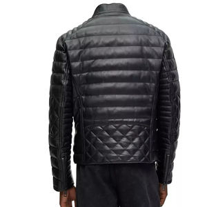 Veste en cuir matelassé pour homme Veste en duvet d'agneau véritable de haute qualité, personnalisée, brodée, neuve, 2025 - Product Image 5