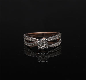 Elegant 14K <b>Two</b>-Tone Gold Engagement <b>Ring</b> Stylish Dual Row Accent <b>Stones</b> Unique Floral Cluster Design with Natural Diamonds - Product Image 3