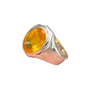 925 Sterling Silver Rings For Men Citrine Natural Stone Mens Ring Gemstone Silver Rings Fashion Fine Jewelry Luxury Gift For Men