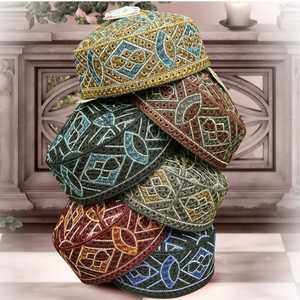 Chapeau Kufi Afghan Premium-Casquette occasionnelle islamique en polyester brodé traditionnel, vente en gros dans diverses variations - Product Image 2