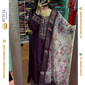 Présentation de la nouvelle collection de créateurs Chinnon Silk With Heavy Sequence Work Top Bottom et Dupatta Set - Product Image 2