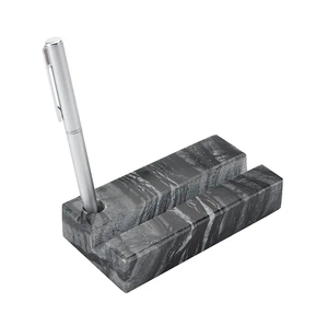 Portatarjetas de visita de mármol negro de la mejor calidad 100% con soporte para bolígrafo/portatarjetas de exhibición para pulido hecho a mano a la venta - Product Image 1