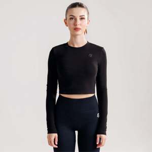 Haut de yoga noir Dynamic Grip, design confortable de style crop top - Product Image 1