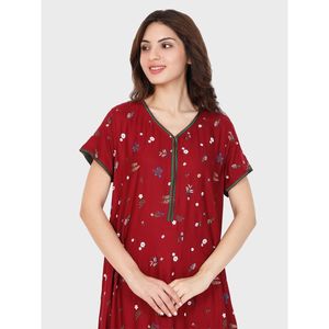 Evolove – Robe de nuit longue en rayonne imprimée pour femme, super confortable, en tissu tissé, taille élastique, boutonnée, avec cordon de serrage, taille XL - Product Image 2