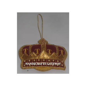 Dernier travail de broderie Zari pour la décoration de Noël et les cadeaux, meilleur ornement de Noël suspendu en forme de couronne fait à la main - Product Image 1