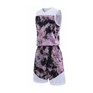 Uniforme de baloncesto sublimado personalizado recién llegado, cuello acanalado y mangas, uniformes de baloncesto Unisex para hombres - Product Image 4