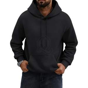 Custom <b>Black</b> <b>Hoodie</b> Men Heavyweight Oversized Drop Shoulder Sweatshirt Blank <b>Plain</b> Cotton Fleece Streetwear Pullover Wholesale - Product Image 2