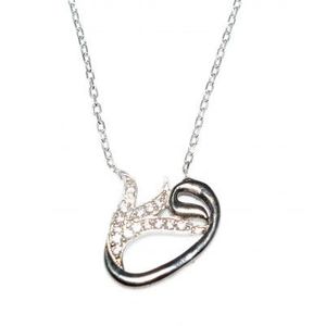 Collar de Plata de Ley 925 para Mujer con Diseño de Tulipán y Vav, Incrustaciones de Circonitas Blancas, Bañado en Rodio - Product Image 3