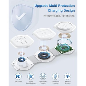 3 1 pieghevole magnetico stazione di ricarica Wireless per dispositivi Apple 10W Multi-funzione PC ROHS certificata per smartphone auricolari - Product Image 4