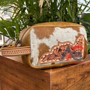 กระเป๋าเครื่องสำอางของผู้หญิงกระเป๋าเครื่องสำอางหนังวัวกล่องใส่เครื่องสำอาง - Product Image 1