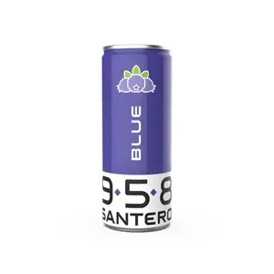 958 SANTERO BLUE、甘い、250 ml、8.45オンス、缶、アルコール含有量6,5% 、ブルーベリー風味