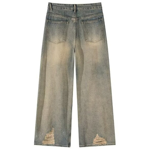 Jeans personnalisés pour hommes, grande taille, style vintage moyen, décontracté, tendance Y2K, jaune boue, délavé, hip-hop, écologique - Product Image 2