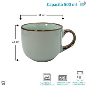 Set di 4 tazze di latte in porcellana 500ml oro multicolore con manico in lavastoviglie e tazze per la colazione in ceramica a microonde - Product Image 2