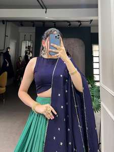 Lehenga choli Chanderi แท้ธรรมดากับ zari ทอผ้าชายแดนผู้ผลิตจาก surat สำหรับทำงาน - Product Image 4