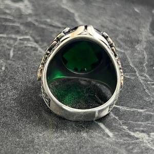 Anillo de Plata de Ley 925 para Hombre con Circonita Verde, Diseño Grabado de Escorpión, Anillo con Signo del Zodiaco Escorpio, Joyería de Moda, Regalo - Product Image 6