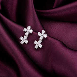 Pendientes de moda con forma de flor de Bedstraw de plata pura 925 - Product Image 1