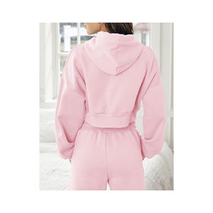 Moda de alta calidad al por mayor de las mujeres cremallera crop top y bloque de color Panel De gasa Jogger chándal personalizado casual señoras chándal - Product Image 3