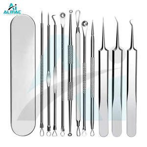 Juego de 11 Piezas de Instrumentos para el Acné de Acero Inoxidable ALMAC, Herramienta de Belleza Reutilizable de Alta Calidad con Pinzas - Product Image 1