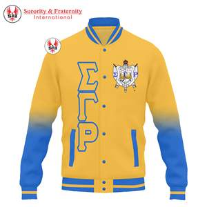 Sigma Gamma Rho Sorority Varsity Jacket personnalisé bleu et or Letterman pour les femmes brodées personnalisées sur commande - Product Image 3