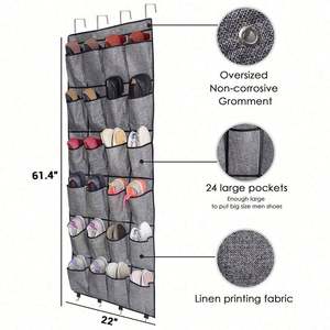 Organizador de Zapatos para Puerta, 24 Bolsillos Grandes de Tela, Accesorio de Almacenamiento para Armario, Colgador de Zapatos - Product Image 4