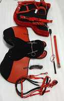 BLUHORSE BH-836 Selle d'endurance anglaise professionnelle, ensemble complet d'accessoires, cuir PU durable, arbre incassable en plastique