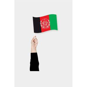 Drapeau afghan artisanal imprimé numériquement 3x5 pieds avec mât en fibre de verre, en nylon/polyester/plastique/soie, pour affichage sur la plage - Product Image 1