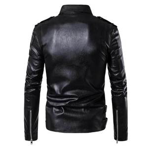 Autumn Winter Unisex Casual Zipper <b>Leather</b> <b>Jacket</b> Slim <b>Long</b> Sleeve Stand Collar Waterproof Breathable Fashion Motorcycle <b>Jacket</b> - Product Image 6