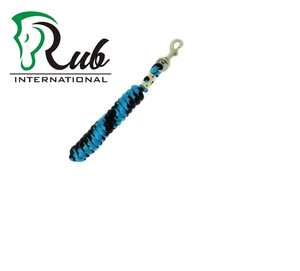 Laisse de cheval de haute qualité en coton et nylon, couleur bleu/noir, robuste, avec mousqueton en laiton poly, taille personnalisable, usage équestre, fabriqué en Inde - Product Image 3
