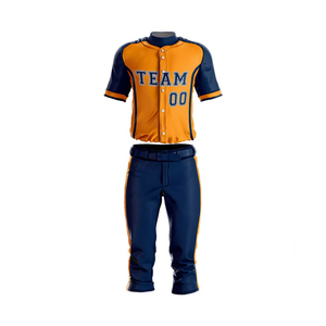 Ensemble de maillots de baseball pour hommes, manches courtes, équipe 00, orange marine, impression par sublimation, 100% polyester, respirant, protection UV - Product Image 4