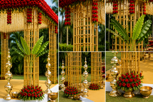 ศาลาแต่งงานโลหะสีทองสไตล์ร่วมสมัย / มันดาปโลหะแบบแยกส่วนสำหรับงานแต่งงานร่วมสมัย มันดาปโครงโลหะสีทองทันสมัย - Product Image 5