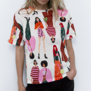 Top Tendance Femmes D'été Casual Wear Bleu Couleur Blanc Coton T-shirts À Vendre Sur Des Tarifs De Gros Pas Cher - Product Image 5