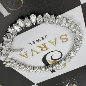 IGI Certified Luxury Cuban Link Customized Pear Shape Diamond Bracelet Customized 925 <b>Silver</b> Hip Hop Bracelet <b>for</b> Women <b>Men</b> - Product Image 6
