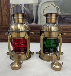 Ensemble de 2 lanternes à huile marines nautiques, finition en laiton antique, fer/verre, écologiques, décoration de bateau de Pâques - Product Image 5