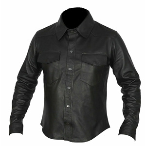 Custom Made Men's Black Fashion <b>Leather</b> <b>Shirt</b> <b>Leather</b> Fashion <b>Shirt</b> <b>Leather</b> <b>Shirt</b> Casual Fit High Quality Hot Selling Product - Product Image 1