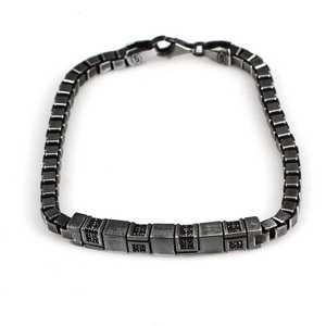 925 Sterling <b>Silver</b> Onyx Stone Cube Chain <b>Bracelet</b> Elegant Crystal <b>Bracelets</b> & <b>Bangles</b> - Product Image 4